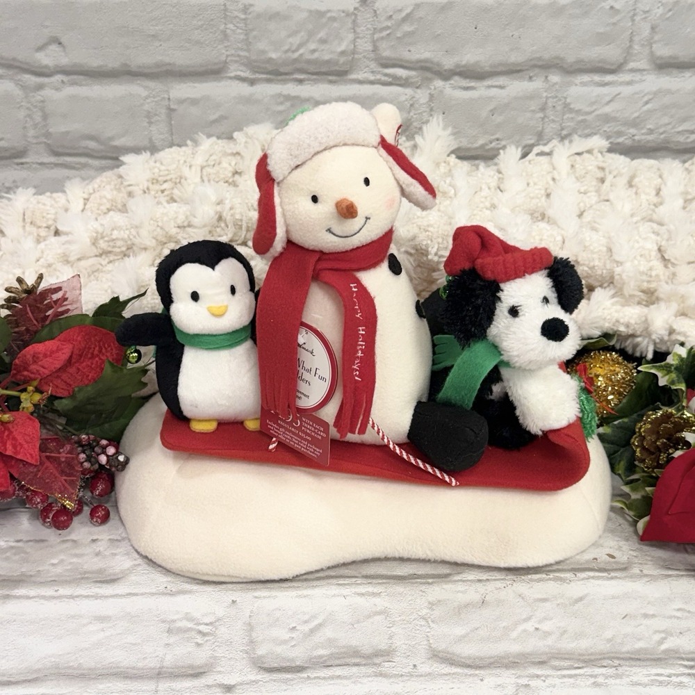 Hallmark Jingle Pals  Snow What Fun Sledders Animated Singing Plush Snowman 2007